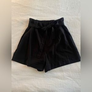 Black shorts with belted waist